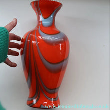 Load image into Gallery viewer, Large Bulbous Italian V.B Opaline ZEBRA Stripe Glass Vase. 13 1/4 inches in height 
