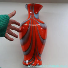 Load image into Gallery viewer, Large Bulbous Italian V.B Opaline ZEBRA Stripe Glass Vase. 13 1/4 inches in height 
