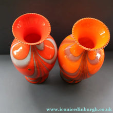 Load image into Gallery viewer, Large Bulbous Italian V.B Opaline ZEBRA Stripe Glass Vase. 13 1/4 inches in height
