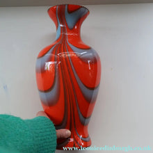 Load image into Gallery viewer, Large Bulbous Italian V.B Opaline ZEBRA Stripe Glass Vase. 13 1/4 inches in height 
