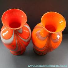 Load image into Gallery viewer, Large Bulbous Italian V.B Opaline ZEBRA Stripe Glass Vase. 13 1/4 inches in height
