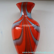 Load image into Gallery viewer, Large Bulbous Italian V.B Opaline ZEBRA Stripe Glass Vase. 13 1/4 inches in height 
