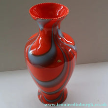 Load image into Gallery viewer, Large Bulbous Italian V.B Opaline ZEBRA Stripe Glass Vase. 13 1/4 inches in height 
