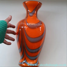 Load image into Gallery viewer, Large Bulbous Italian V.B Opaline ZEBRA Stripe Glass Vase. 13 1/4 inches in height
