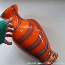 Load image into Gallery viewer, Large Bulbous Italian V.B Opaline ZEBRA Stripe Glass Vase. 13 1/4 inches in height
