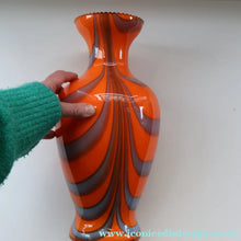 Load image into Gallery viewer, Large Bulbous Italian V.B Opaline ZEBRA Stripe Glass Vase. 13 1/4 inches in height
