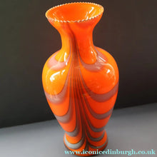 Load image into Gallery viewer, Large Bulbous Italian V.B Opaline ZEBRA Stripe Glass Vase. 13 1/4 inches in height
