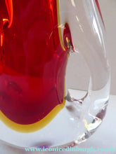 Load image into Gallery viewer, LARGE 1960s Murano SOMMERSO Red and Yellow Cased Glass Vase. Holes to Side. Height 9 3/4 inch
