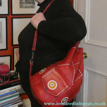 Load image into Gallery viewer, Vintage 1960s "Native America Style" Red Leather Duffle Bag
