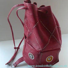 Load image into Gallery viewer, Vintage 1960s "Native America Style" Red Leather Duffle Bag
