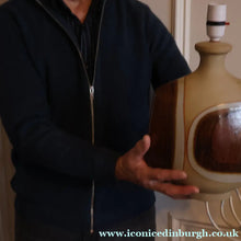 Load image into Gallery viewer, 1960s Medium TREMAEN Nanceddan Pottery Table Lamp. Original Hessian Shade &amp; Paper Label on Base

