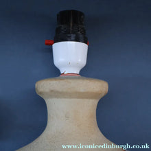 Load image into Gallery viewer, 1960s Medium TREMAEN Nanceddan Pottery Table Lamp. Original Hessian Shade &amp; Paper Label on Base
