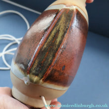 Load image into Gallery viewer, 1960s Medium TREMAEN Nanceddan Pottery Table Lamp. Original Hessian Shade &amp; Paper Label on Base
