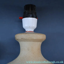 Load image into Gallery viewer, 1960s Medium TREMAEN Nanceddan Pottery Table Lamp. Original Hessian Shade &amp; Paper Label on Base
