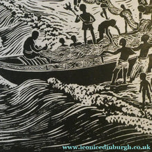 Load image into Gallery viewer, 1960s Linocut by Marie Whitby. Sakumono Beach. Signed and Dated 1963
