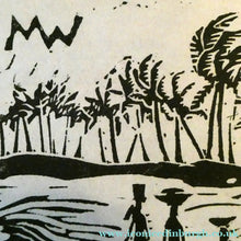 Load image into Gallery viewer, 1960s Linocut by Marie Whitby. Sakumono Beach. Signed and Dated 1963
