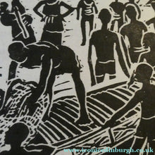 Load image into Gallery viewer, 1960s Linocut by Marie Whitby. Sakumono Beach. Signed and Dated 1963
