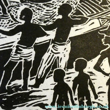 Load image into Gallery viewer, 1960s Linocut by Marie Whitby. Sakumono Beach. Signed and Dated 1963
