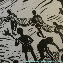 Load image into Gallery viewer, 1960s Linocut by Marie Whitby. Sakumono Beach. Signed and Dated 1963
