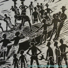 Load image into Gallery viewer, 1960s Linocut by Marie Whitby. Sakumono Beach. Signed and Dated 1963
