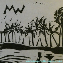 Load image into Gallery viewer, 1960s Linocut by Marie Whitby. Sakumono Beach. Signed and Dated 1963
