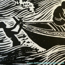 Load image into Gallery viewer, 1960s Linocut by Marie Whitby. Sakumono Beach. Signed and Dated 1963
