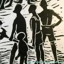 Load image into Gallery viewer, 1960s Linocut by Marie Whitby. Sakumono Beach. Signed and Dated 1963

