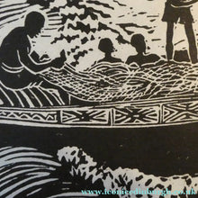 Load image into Gallery viewer, 1960s Linocut by Marie Whitby. Sakumono Beach. Signed and Dated 1963
