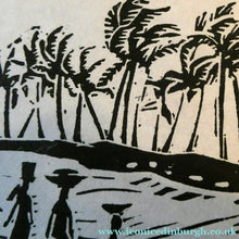 Load image into Gallery viewer, 1960s Linocut by Marie Whitby. Sakumono Beach. Signed and Dated 1963
