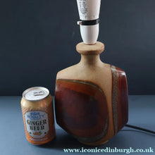 Load image into Gallery viewer, 1960s Medium TREMAEN Nanceddan Pottery Table Lamp. Original Hessian Shade &amp; Paper Label on Base
