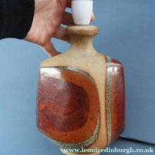 Load image into Gallery viewer, 1960s Medium TREMAEN Nanceddan Pottery Table Lamp. Original Hessian Shade &amp; Paper Label on Base
