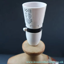 Load image into Gallery viewer, 1960s Medium TREMAEN Nanceddan Pottery Table Lamp. Original Hessian Shade &amp; Paper Label on Base
