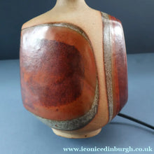 Load image into Gallery viewer, 1960s Medium TREMAEN Nanceddan Pottery Table Lamp. Original Hessian Shade &amp; Paper Label on Base
