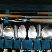 Load image into Gallery viewer, 1960s Mills Moore Walnut and Steel Cutlery Canteen. Original Box. Sheffield
