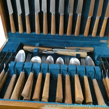 Load image into Gallery viewer, 1960s Mills Moore Walnut and Steel Cutlery Canteen. Original Box. Sheffield
