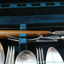Load image into Gallery viewer, 1960s Mills Moore Walnut and Steel Cutlery Canteen. Original Box. Sheffield
