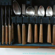Load image into Gallery viewer, 1960s Mills Moore Walnut and Steel Cutlery Canteen. Original Box. Sheffield

