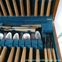Load image into Gallery viewer, 1960s Mills Moore Walnut and Steel Cutlery Canteen. Original Box. Sheffield
