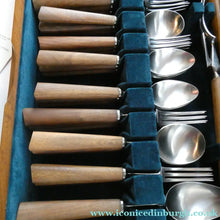 Load image into Gallery viewer, 1960s Mills Moore Walnut and Steel Cutlery Canteen. Original Box. Sheffield
