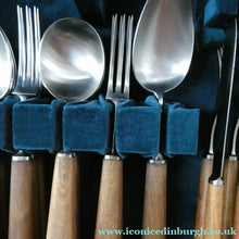 Load image into Gallery viewer, 1960s Mills Moore Walnut and Steel Cutlery Canteen. Original Box. Sheffield
