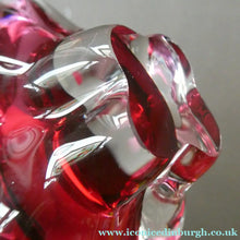 Load image into Gallery viewer, HOSPODKA Chribska. Fine MINIATURE 1960s Pink and Clear Cased Glass Bowl with Wing Details
