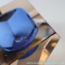Load image into Gallery viewer, 1960s MURANO Glass Bowl. Vintage Sommerso Geode Blue and Clear Glass Chunky Bowl

