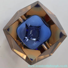 Load image into Gallery viewer, 1960s MURANO Glass Bowl. Vintage Sommerso Geode Blue and Clear Glass Chunky Bowl
