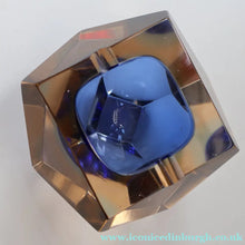 Load image into Gallery viewer, 1960s MURANO Glass Bowl. Vintage Sommerso Geode Blue and Clear Glass Chunky Bowl
