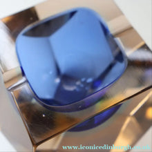Load image into Gallery viewer, 1960s MURANO Glass Bowl. Vintage Sommerso Geode Blue and Clear Glass Chunky Bowl
