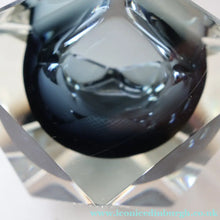 Load image into Gallery viewer, 1960s MURANO Glass Bowl. Vintage Sommerso Geode Grey and Clear Glass Chunky Bowl
