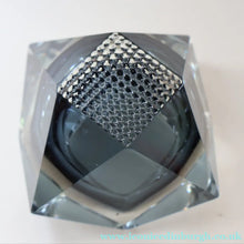 Load image into Gallery viewer, 1960s MURANO Glass Bowl. Vintage Sommerso Geode Grey and Clear Glass Chunky Bowl

