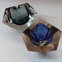 Load image into Gallery viewer, 1960s MURANO Glass Bowl. Vintage Sommerso Geode Grey and Clear Glass Chunky Bowl
