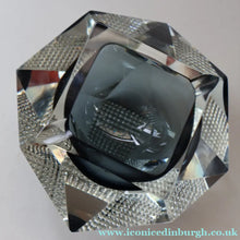 Load image into Gallery viewer, 1960s MURANO Glass Bowl. Vintage Sommerso Geode Grey and Clear Glass Chunky Bowl

