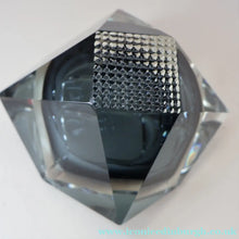 Load image into Gallery viewer, 1960s MURANO Glass Bowl. Vintage Sommerso Geode Grey and Clear Glass Chunky Bowl
